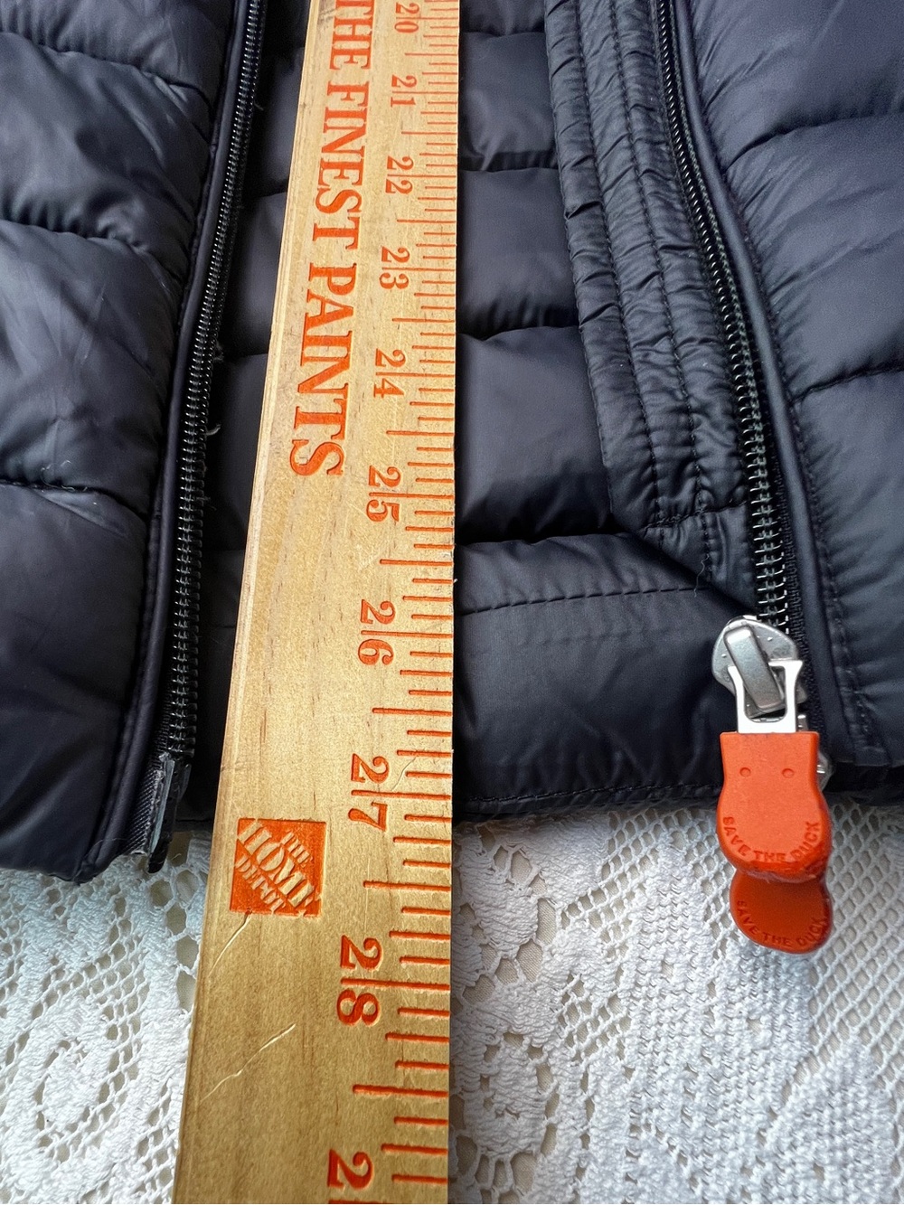 Save The Duck Black Long Puffer Vest Sherpa Hood | Size Small - Picture 9 of 9